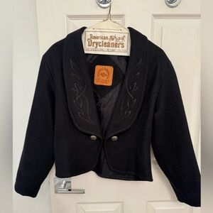 Mid West Garment Co. Women's Cropped Black Wool Western Festival Cowgirl Jacket